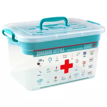 контейнер ПОЛИМЕРБЫТ Домашний доктор 35х29х17,5см 6,5л аптечка пластик с крышкой, ручкой, замками