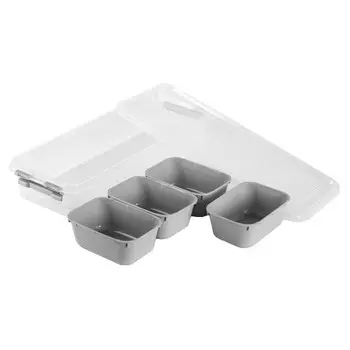 контейнер HOBBY LIFE Grand 4 секции 14x36,5x6см пластик серый