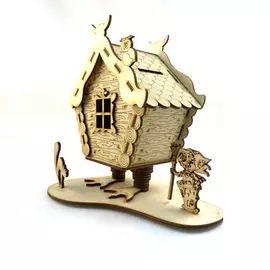 копилка Избушка с бабой Ягой 11х16х11см фанера