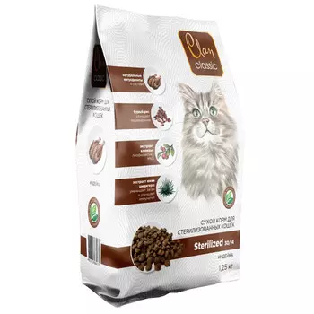 корм для кошек Clan Classic Sterilized для стерилизованных с индейкой 1,25кг