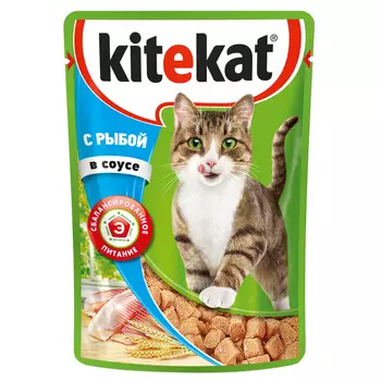 корм для кошек KITEKAT с рыбой в соусе 85г