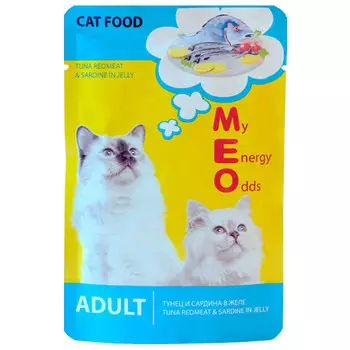 корм для кошек Ме-О Adult тунец и сардина в желе 80г