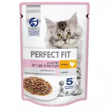 корм для кошек PERFECT FIT для котят с курицей 75г