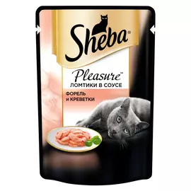 корм для кошек SHEBA Pleasure форель/креветки в соусе 85г