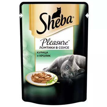 корм для кошек SHEBA Pleasure курица/кролик в соусе 85г