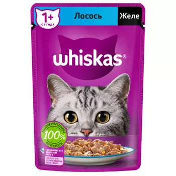 корм для кошек WHISKAS лосось в желе 75г