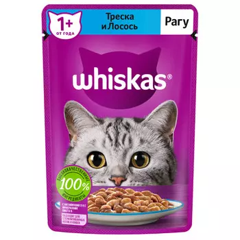 корм для кошек WHISKAS треска и лосось рагу 75г