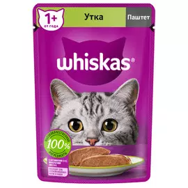 корм для кошек WHISKAS утка паштет 75г