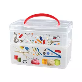 коробка БЫТПЛАСТ Multi Box, 2 л + 3 л, с ручкой, декор шитье, пластик