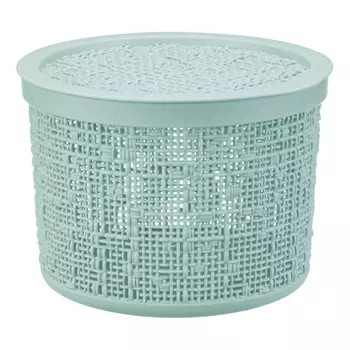 коробка IDEA Бязь 2л 17х12,5см круглая с крышкой пластик морская волна