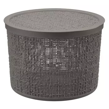 корзина IDEA Бязь 4,5л 22х16см круглая с крышкой пластик французский серый