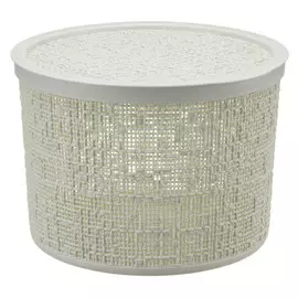 коробка IDEA Бязь 4,5л 22х16см круглая с крышкой пластик белый ротанг