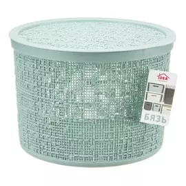 коробка IDEA Бязь 4,5л 22х16см круглая с крышкой пластик морская волна