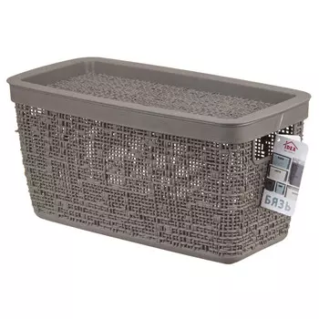 корзина IDEA Бязь 4л 28х14х14cм с крышкой пластик французский серый