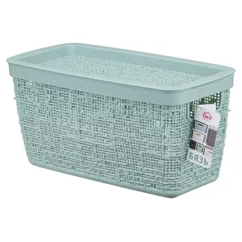 коробка IDEA Бязь 4л 28х14х14cм с крышкой пластик морская волна