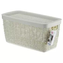 коробка IDEA Бязь 4л 28х14х14см с крышкой пластик белый ротанг