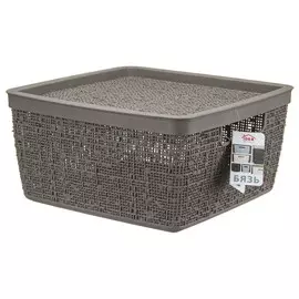 коробка IDEA Бязь 8л 28х28х14см с крышкой пластик французский серый