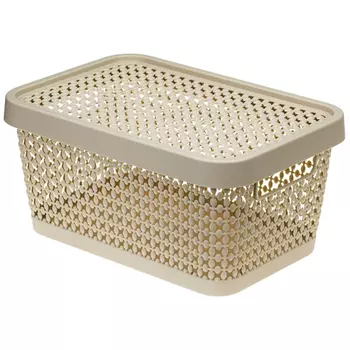 коробка IDEA Пирула латте 12л 38х26х18см с крышкой пластик