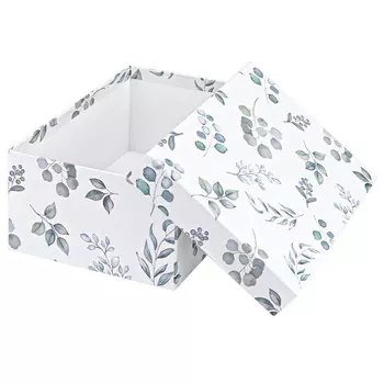 коробка упаковочная квадрат Акварель листья 15,5х15,5х9см