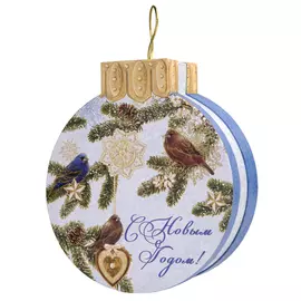 коробка упаковочная ёлочный шар Зимние птицы 15х16,8х6см