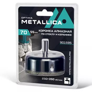 коронка алмазная METALLICA Optima по стеклу и плитке 70x55мм