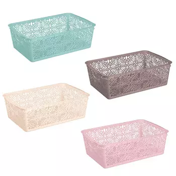 корзина БЫТПЛАСТ Эконова Floral 38x25x12,5см 11,8л пластик микс цвета