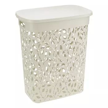 корзина для белья IDEA Флора 35л 26,5х42х50,5 пластик белый ротанг