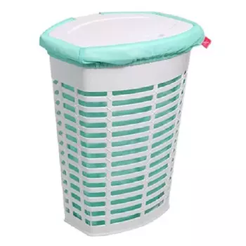 корзина для белья PRIMA NOVA Palm 50л 47х36х60см с тканым чехлом пластик, ткань голубая