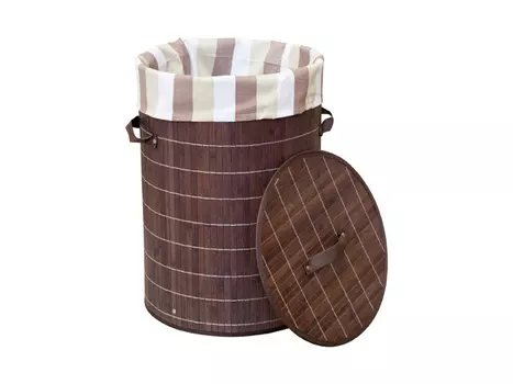 корзина для белья складная, D345х500 мм, натуральная темная, бамбук