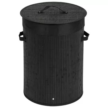 корзина для белья складная D345х500мм черный бамбук