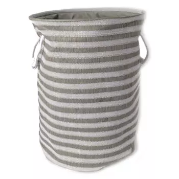 корзина для белья TODELIA Volo круглая с ручками 350х350х450мм полиэстер/хлопок серо-белая