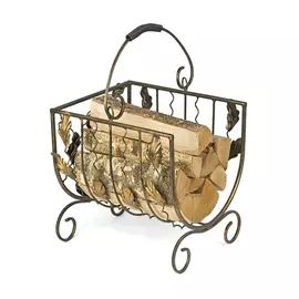 корзина для переноски дров V7001/4 30х32х46см черный с золотом