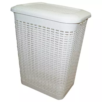 корзина для белья GENSINI Rattan 43x32x55см 50л пластик с крышкой белый