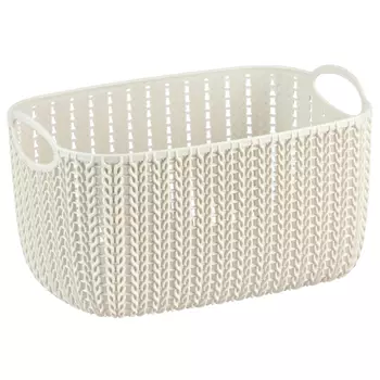 корзина IDEA Вязание белый ротанг 4л 13х17х24см пластик