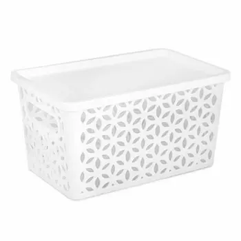 корзина Мираж 29х19х15см 8л с крышкой пластик белый