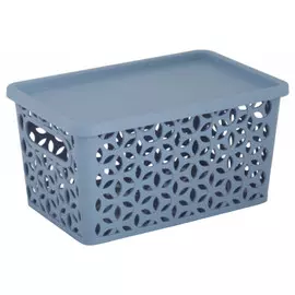 корзина Мираж 29х19х15см 8л с крышкой пластик синий