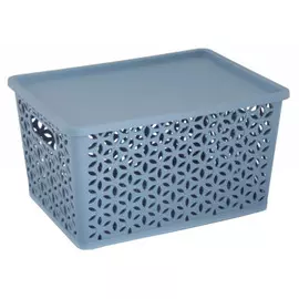 корзина Мираж 38х28,5х21см 22л с крышкой пластик синий