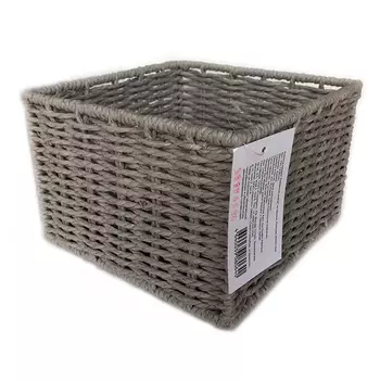 корзина для хранения на каркасе 200x200x130мм серая бумажный шпагат