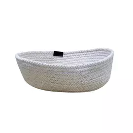корзина овальная мягкая белая 270/210x200/140x90мм хлопковая плеть