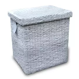 корзина с крышкой, 330x280x360 мм, белая, гиацинт