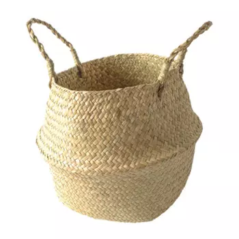 корзина для хранения зауженным горлышком TODELIA Tara 230х230х240мм водоросли/солома бежевая