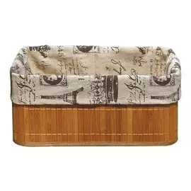 корзина складная, BLB-09-2, 320х230х140 мм, натуральная, бамбук, лен