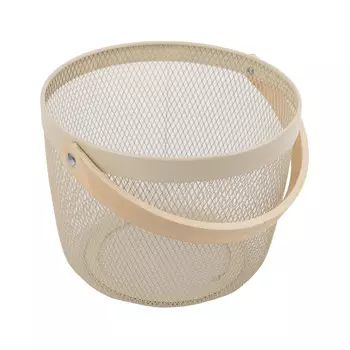 корзина TODELIA Netty 250х245х185мм с ручкой металл/дерево кремовый