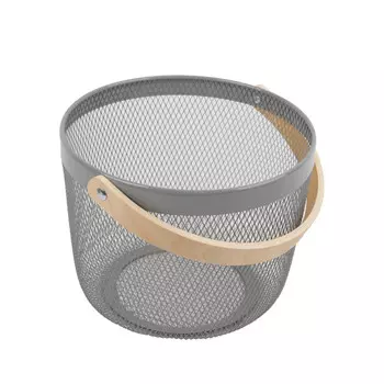 корзина TODELIA Netty 250х245х185мм с ручкой металл/дерево серый
