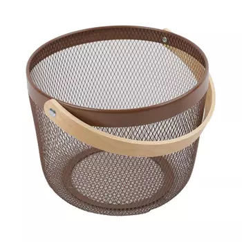 корзина TODELIA Netty 250х245х185мм с ручкой металл/дерево коричневый