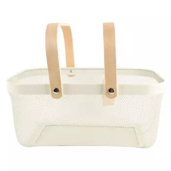 корзина для хранения TODELIA Thorm 400х210х180мм с ручкой металл/дерево белая