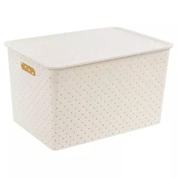 корзина VIOLET Береста 14л 350х245х205мм слоновая кость с крышкой пластик
