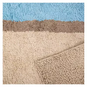 коврик для ванной MOROSHKA Naturel 70х70см хлопок бежево-голубой