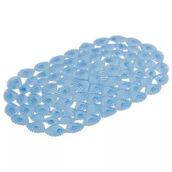 коврик для ванны Ракушки 37х66см антискользящий ПВХ голубой