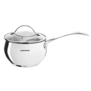 ковш ATTRIBUTE Optima 2,1л 16см нерж.сталь стекл.крышка индукция